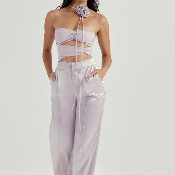 House of CB Pants & Jumpsuits House Of Cb Grey Satin Trousers